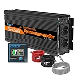 EDECOA Spannungswandler 3500w Reiner Sinus Wechselrichter 12v 230v mit 2X USB und Fernbedienung Spannungswandler 12 v 230 v Reiner Sinus Wechselrichter 220v