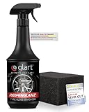 Glart Reifenglanz Reifenglanzspray - Tire Shine, Reifen Schwarz, für matten Seidenglanz - 1000ml Reifenpflege Auto inkl. Auftragsschwamm für Reifen Glanz & Profi Autopflege - Gummi Pflegemittel Auto