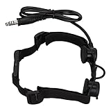 Halsmikrofon-Ohrhörer-Headset, Einstellbare Rauschunterdrückung, Abnehmbares Mikrofon, Schwarz, 7,1 Mm Taktisches Kehlkopf-Laryngophon, z Taktisches Hals-Militär, Schwarz