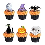48 Stück Halloween Tortendeko, Halloween Muffins Deko Lustige Geister, Tortendeko Cupcake Toppers Geister Deko, für Party Kuchen Desserts und Süßigkeiten