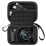 Lacdo Kamera Tragetasche für LUMIX ZS99/LX10/ZS80/ZS100/ZS70/ZS200/ZS60 Point-und-Shoot Digitalkamera, Schutz Aufbewahrungstasche passt für Batterien, Kabel, Schwarz+Schwarz