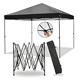 HOTEEL Pavillon 3x3 Wasserdicht Stabil Winterfest mit Tasche mit Rollen,Pop Up Faltpavillon Partyzelt,1 Personen Installieren Sonnenschutz Gartenpavillon für Strand Hochzeit Camping(3 mal 3m Schwarz)