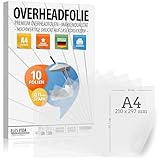 10 Blatt Overheadfolie PEMIUM - DIN A4 transparent - Für...