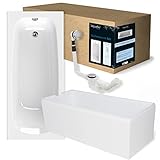 'aquaSu® Badewanne Komplettset 170x75 cm Klassik | 3in1 Acryl-Badewanne mit Wannenträger & Ablaufgarnitur | Rechteck-Badewanne | 200 l | Körperform | Schall- & wärmedämmend | weiß | 83959 4