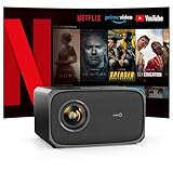 Beamer【Official Netflix & Dolby Audio】 Jimveo Beamer 4K Unterstützt 26000LM 800ANSI Autofokus/Trapezkorrektur HD 1080P Hindernisvermeidung Projektor mit WiFi6 Bluetooth Heimkino Beamer für HDMI/USB