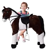 TE-Trend Pferd, 70 cm – Das perfekte Reitpferd für Kinder mit Sattel, Zaumzeug und Steigbügeln. EIN traumhaftes Geschenk für Pferdefreunde! Das ideale Spielzeug für glückliche Mädchen, braun