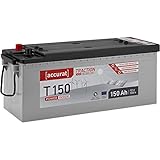 Accurat Traction T150 AGM Batterie - 12V, 150Ah, zyklenfest, bis 30% mehr Kapazität - VRLA Versorgungsbatterie, Bootsbatterie, Solarbatterie für Wohnwagen, Wohnmobil, Camper