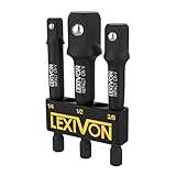 LEXIVON Stecknuss Adapter bit set (3 teiliges 7.5cm lang)...