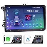 JUNHUA Doppel Din Android Autoradio Navi für VW Passat B6 Golf V VI 5 6 Polo cc Tiguan EOS Scirocco, 9 Zoll, 1280720, 2+32GB Radio mit Wireless Carplay und Android Auto Bluetooth DSP OPS USB