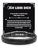 CheersLife Geschenk für Ihn Valentinstag Armband Herren - Ich Liebe Dich Geschenke für Männer Freund Ehemann - Geschenk Mann Hochzeitstag Jahrestag Liebes Geburtstag Lederarmband Partner Verstellbar
