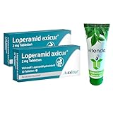 Loperamid Axicur 2mg 2x10 Tabletten incl. einer Handcreme von vitenda - schnelle Hilfe bei akutem Durchfall mit dem bewährten Wirkstoff Loperamidhydrochlorid, ideal für die Reiseapotheke