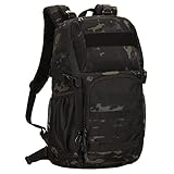 HUNTVP Militär Rucksack 25L Wanderrucksack Bundeswehr Tagesrucksack Taktischer Rucksack Wasserdicht MOLLE Trekkingrucksack Angelrucksack für Herren Damen Sport Radfahren Outdoor, Camo