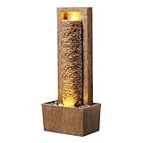 Teamson Home Garten Outdoor Brunnen Hoher Wasserfall mit...