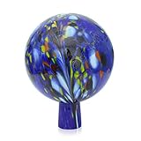 Lauschaer Glas Gartenkugel Rosenkugel aus Glas mit Granulat dunkelblau h 19cm,d 15cm mundgeblasen handgeformt