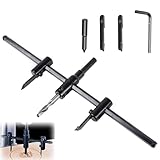 VZU Kreisschneider Holz Verstellbar, 30-300 mm, Kohlenstoffstahl, Lochsäge, Einstellbar, Legierung mit 2 Paar Ersatzklingen, Kreisschneider Holzverarbeitung, Werkzeuge für Holz, Kunststoff, Gipskarton