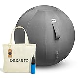 Backerz® Sitzball - Ergonomische Sitzmöbel für Büro und Heimbüro - Langlebiger Stoff, Gymnastikball - Fitness-Ball, Ballstuhl mit Ballauflage - Waschbarer Leinenbezug (75 cm, Dark Gray)