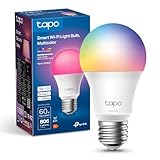 Tapo Smart Glühbirne E27, Kompatibel mit Alexa, Mehrfarbige dimmbare Funktion, 806 Lumen, Zeitpläne und Automatisierungen, Abwesenheitsmodus