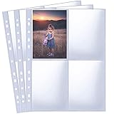 120 Pack 960 Taschen A4 Foto Hüllen für A4 2/3/4 Ringbuch, Transparente Postkartenhüllen, 4 Fächer, Doppelseitiger 4 Taschen Foto Seitenschutz, Top Loading Fotoalbum Nachfüllseiten(109x153 mm)