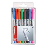 Folienstift - STABILO OHPen universal - wasserlöslich fein - 8er Pack - mit 8 verschiedenen Farben