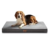 BEDSURE orthopädisches Hundekissen große Hunde - 89x56x8cm waschbares Hundebett mit 2 in 1 Memoryschaum, kuscheliges Hundematte Hundematratze, dunkelgrau