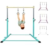 HomeSun Gymnastikstange für Kinder Robuste Kip Bar mit Ringen horizontale Turnreck für Heimtraining Höhenverstellbar 90-150cm Trainingsgerät bis 100 kg Alter 3-15 (Reck, Türkis)