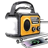 ETDEUH 16000mAh Kurbelradio mit Handyladefunktion Solar, AM/FM Tragbar Notfallradio mit Wiederaufladbar Powerbank Solar Radio Dynamo mit Taschenlampe SOS Alarm Kompass für Camping, Ourdoor (Orange)