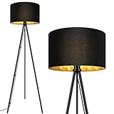 AUQUEE LED Stehlampe Whonzimmer, 15W Schwarz Stehleuchte Dimmbar, Moderne Dreibein Stativ Standleuchte aus Metall mit Dekorativem Lampenschirm Fußschalter, Retro Leselampe Stehlamp für Schlafzimmer