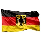 Deutschland Adler 60x90 cm Flagge - EM 2024 Fahne - Fanartikel - strapahrzierfähiges Polyester & Metallösen (60x90 cm mit Adler)