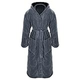 Gräfenstayn® Damen & Herren Kuschelfleece Bademantel mit Kapuze Größe S-XXXL mit Öko-Tex Standard 100 Flanell Fleece (XXL, Anthrazit)