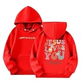 Generisch Loves You Hoodies für Mädchen Buchstabendruck Sweatshirt Übergroßes Langarmpullover-Oberteil Mädchen Kleidung Sweatshirt (Red, 7-8 Years)