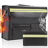 Feuerfeste Dokumententasche,40 x 30 x 15cm dokumentenmappe wasserdicht,feuerfeste geldkassette,A4 Dokumentenbox,Geldtasche,Feuerfeste Tasche,für Lagerung Dokumente und Wertgegenständen