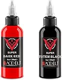 NAUDILIFE 2 Flaschen Tattoo-Tinte - dynamische Permanent Body Make-up Tattoo-Flässe und Schatten Klassische schwarze Tattoo-Tinte mit eleganter Rot (30 ML)