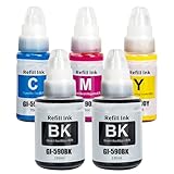 SHUOLEI GI-590 GI-490 Tinte Kompatibel mit Canon GI590 GI490 Tintenbehälte Multipack für PIXMA G1400 G1410 G2400 G2410 G3400 G4400 G4411 G1500 G1510 G2500 G2510 G3500 G3510 G4500 G1501 (5-Pack)