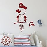 GRAZDesign Wandtattoo Pirat Papagei Kinderzimmer Junge Deko - Wandaufkleber selbstklebend - 41x30cm / dunkelrot