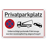 Parken Verboten Schild,30x20cm Warnschild Aluminium, inkl. 4 Bohrlöcher Abgerundete Ecken Hinweisschild, Das Zuwiderhandelnde Fahrzeug Wird Auf Kosten des Eigentümers Abgeschleppt! Gold