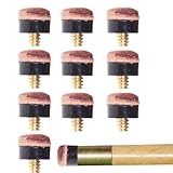 SIRLOMU 10 Stück Ersatz-Schraubspitzen, Billard Queue Spitzen, Queue Spitzen Ersatz Schraub-Tipps, für Snooker Schraubleder Billard Schraubspitzen Messing Hartleder (12mm)