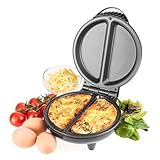 Depisuta Indoor Pizza Backofen, 850W elektrische Pizza-Maschine mit Nonstick-Kochplatte, 2 Fächer Tischplatte Pizzamaschine für die Herstellung von Pizza, Omeletten, Quiche, Croissants (EU-Stecker
