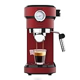 Cecotec Espressomaschine mit Manometer Cafelizzia 790 Shiny Pro. Doppelter Auslaufarm und zwei Filter, 20 Bar Druck, abnehmbarer 1,2-Liter-Tank, 1350 W, Rot