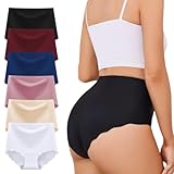 TDONE Unterwäsche Damen Nahtlos,Seamless Slips Damen Taillenslip Bequeme Nahtlose Frauen Unterhosen Women Unterwäsche Mittlere Bis Hohe Taille Aus Eisseide Atmungsaktiv Kühl Sexy 6er Pack