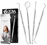 OCBA Zahnarzt Instrumente Zahnpflege Set 4Pcs Dental Kit Edelstahl Zähne Kit Professionelle Zahnsonde Zahnhygiene Tools Mundspiegel Zahnstein Schaber