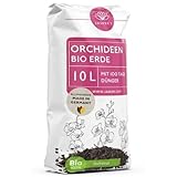 Bio Orchideenerde 10 L Dünger und Wurzelaktivator - Lockere Orchideen Erde ideal zum Umtopfen - Erde für Orchideen mit Pinienrinde - Orchideensubstrat