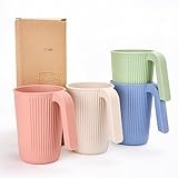 Unbreakable Trinkbecher, 4er Trinkbecher Set 350ml Tasse mit Griff Bruchfeste Wiederverwendbare Trinkbecher für Kinder und Erwachsene Bunte Plastik Becher für Kaffee Tee BPA-Frei