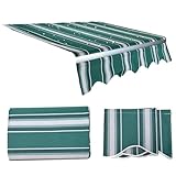 Outdoor-Sonnenschutz, Ersatzstoff, wasserfest, PVC-Oxford-Leinwand, ideal für Terrassen, Decks und Gärten, herunterklappbares Sonnenschutz, langlebiges Streifen-Design