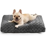 EHEYCIGA Hundebett Mittelgroße Hunde Waschbar, 73x53cm, Hundekissen Flauschig für Kleine Mittelgroße Hunde, Kuschelig Umkehrbare Hundematte mit Kunstpelz und Kunstleinen, Dunkelgrau