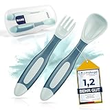 NEUFELD® Esslernbesteck (inkl. GRATIS Box & Rezepte) - Kinderbesteck ab 1 Jahr zweiteilig - Baby Besteckset spülmaschinenfest