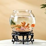 Kugelaquarium Bruchsicherer Kunststoff Fischschale,Goldfischaquarium,Kleine klare runde Fischschale für den Tisch,20CM,mit StänderBruchsicherer,für Wohnzimmer, Wohnung, Büros