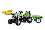 Rolly Toys rollyKid Deutz-Fahr 5115 G TB Trettraktor mit Anhänger (für Kinder von 2,5 bis 5 Jahren, Heckkupplung) 023196, grün