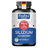 Raibu Silizium Kapseln hochdosiert - 667mg organisches Silica hochdosiert aus Bambusextrakt - 90 Kapseln für 3 Monate - Ohne Zusätze, in Deutschland produziert Vegan
