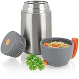 Robin Goods® Thermobehälter | 650 ml aus Edelstahl - Thermobox für Lebensmittel - Speisebehälter - auslaufsichere Warmhaltedose - Speisegefäß für Unterwegs, Thermo Behälter für Essen, Suppen To Go