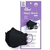 AIRQUEEN 3-lagige Nano-Filter-Gesichtsmaske für Erwachsene, Schwarz, 20 Stück, leichte und atmungsaktive Gesichtsmaske, wiederverwendbare Gesichtsmaske